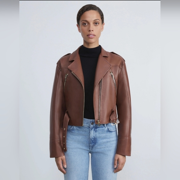 Lafayette 148 New York LAMBSKIN LEATHER MOTO JACKET - Picture 2 of 13